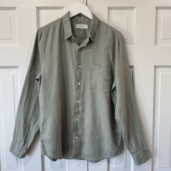 Everlane The Classic Linen Shirt Men Size M Sage Button Down Coastal Minimalist - Picture 2 of 10
